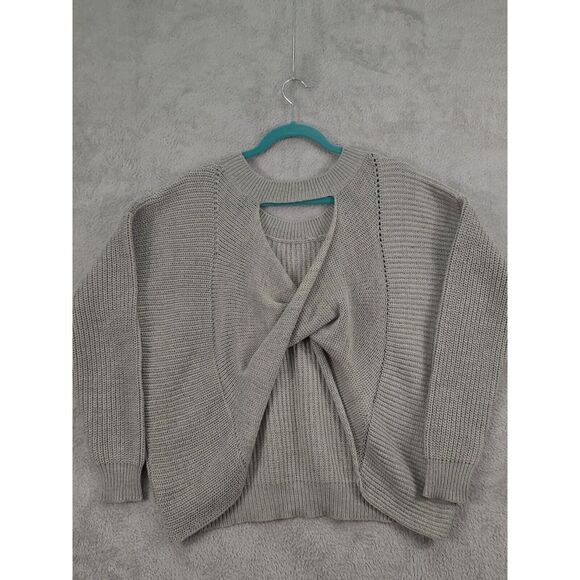 Sage Sweaters - Sage the Label Women's Marled Grey Knit Twist Front Knit‎ Sweater Size M